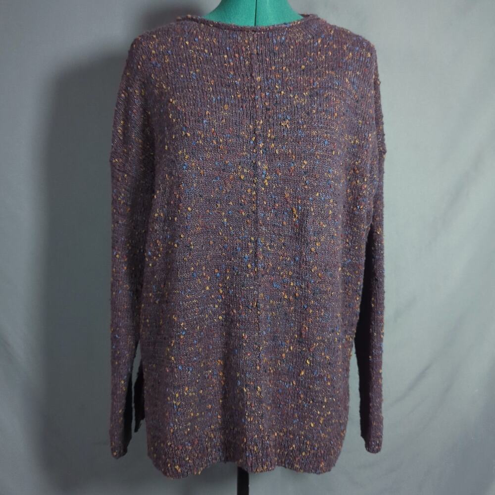 J.Jill Speckled Knit Sweater L Brown Plum Multicolor Grandmacore Academia Boho